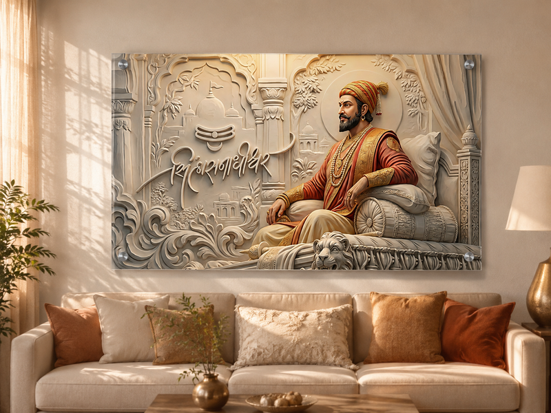 Chhatrapati Shivaji Maharaj 3D Acrylic Photo Frame – Sinhasanadheeshwar Acrylic Wall Photo Frame