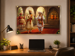 Chhatrapati Shivaji Maharaj & Sant Tukaram: Pavitra Mandir Bhet Portrait – Premium Acrylic Wall Frame