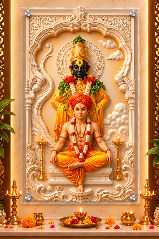 विठ्ठल माऊली आशीर्वाद: संत ज्ञानेश्वर महाराज 3D रिलीफ मंदिर पोर्ट्रेट – प्रीमियम ॲक्रेलिक डेकोर