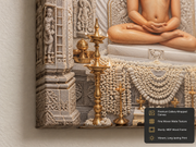 Bhagwan Mahavir Swami 3D Marble Effect Grand Temple Photo Frame – Pooja Room Canvas & Acrylic Wall Decor