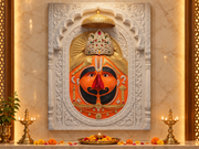 Salasar Balaji 3D Marble Effect Temple Photo Frame – Pooja Room Premium Canvas & Glossy Acrylic Wall Decor