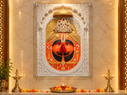 Salasar Balaji 3D Marble Effect Temple Photo Frame – Pooja Room Premium Canvas & Glossy Acrylic Wall Decor