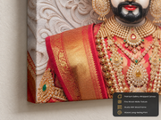 Khatu Shyam Ji Royal Red Poshak 3D Marble Effect Photo Frame – Pooja Room Premium Canvas & Acrylic Wall Decor Frame