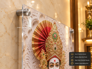Khatu Shyam Ji Royal Red Poshak 3D Marble Effect Photo Frame – Pooja Room Premium Canvas & Acrylic Wall Decor Frame