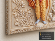 Divine Lord Ram & Kneeling Hanuman 3D Marble Effect Ayodhya Temple Photo Frame – Pooja Room Premium Canvas & Acrylic Wall Decor Frame