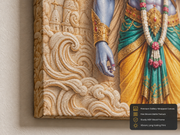 Divine Lord Shri Ram 3D Marble Effect Photo Frame – Pooja Room Premium Canvas & Acrylic Wall Decor Frame
