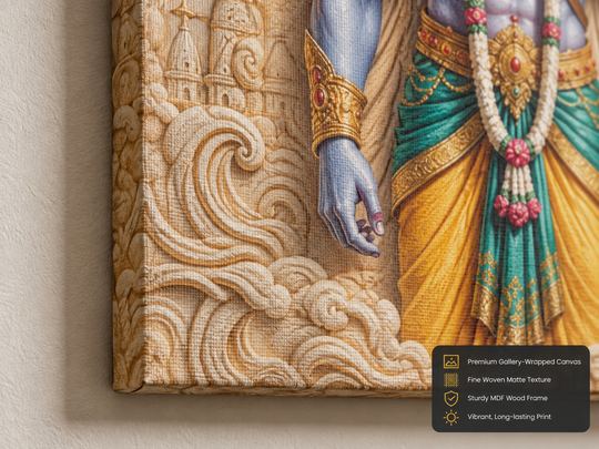 Divine Lord Shri Ram 3D Marble Effect Photo Frame – Pooja Room Premium Canvas & Acrylic Wall Decor Frame