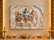 Ayodhya Ram Mandir with Shri Ram, Lakshman & Hanuman 3D Marble Illusion Photo Frame – Premium Canvas & Acrylic Wall Decor Frame