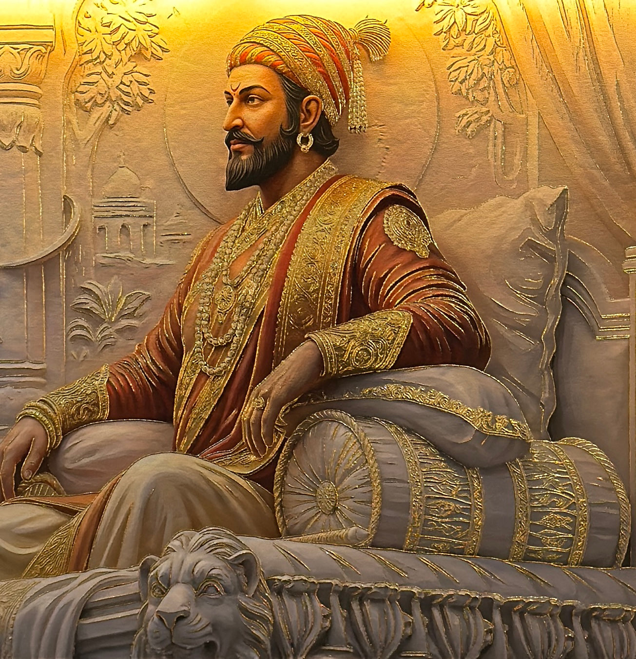 Chhatrapati Shivaji Maharaj Premium Gold Foil Canvas Frames