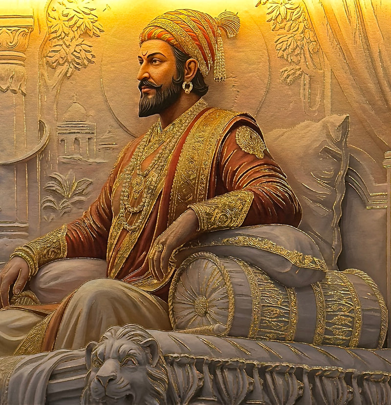 Chhatrapati Shivaji Maharaj Gold Foil Canvas 30x36