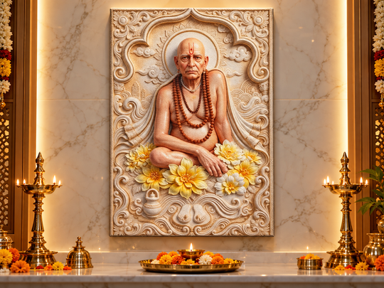 Shri Swami Samarth: Divine Grace and Spiritual Serenity Heritage Portrait – Premium Canvas Wall Art