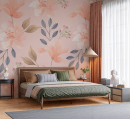 Soft Blush Pink Watercolor Blossoms Floral Heritage Botanical Premium Wallpaper