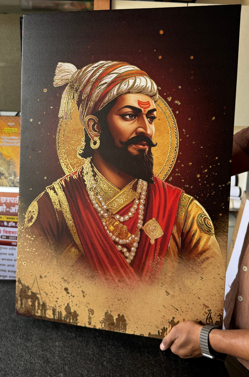 Chhatrapati Shivaji Maharaj: Radiant Royal Heritage Portrait – Premium Canvas Wall Art