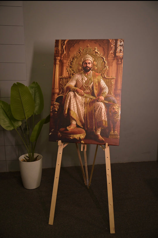 छत्रपती शिवाजी महाराज 3D गोल्डन फॉइल कॅनव्हास - शिवजयंती विशेष संस्करण