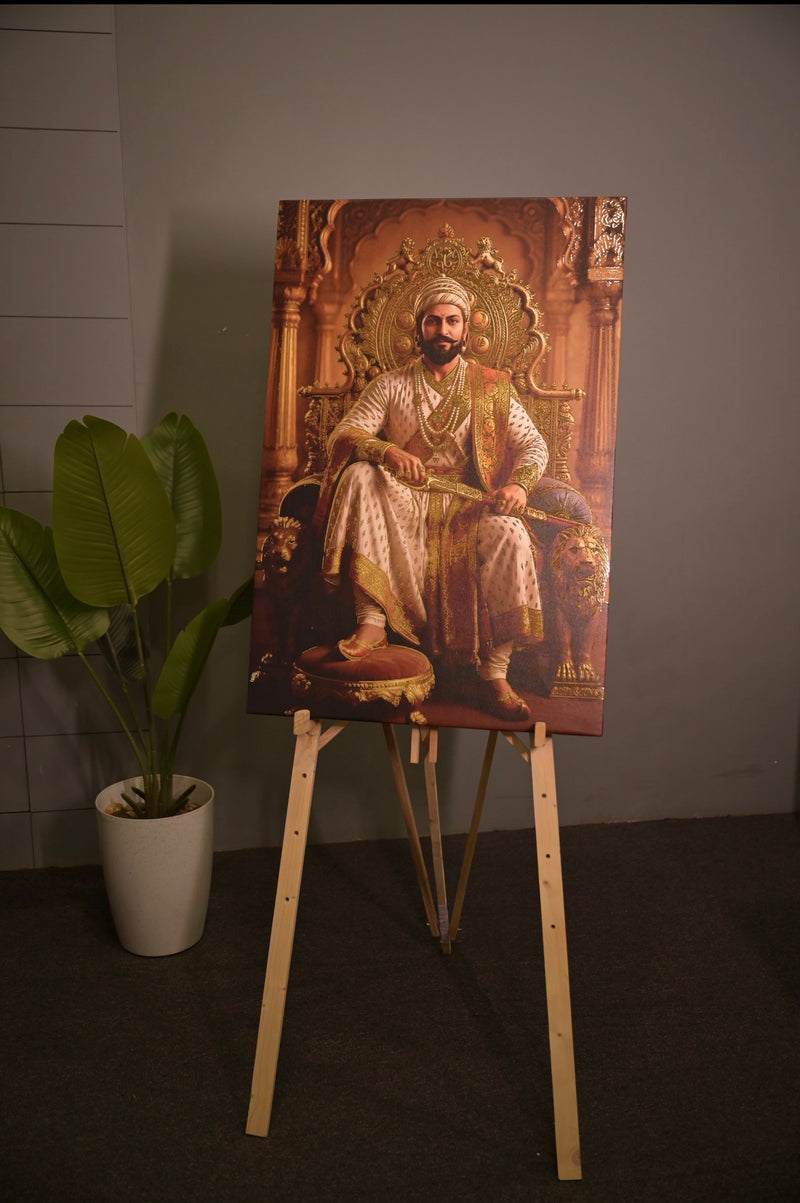 Chhatrapati Shivaji Maharaj 3D Golden Foil Canvas – Shiv Jayanti Special Edition