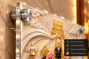 Divine Tirupati Balaji with Lotus Garland 3D Marble Effect Golden Temple Photo Frame – Pooja Room Premium Canvas & Acrylic Wall Decor Frame