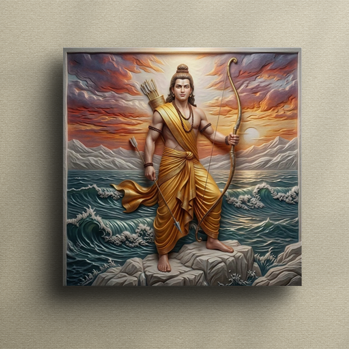 Lord Rama by the Ocean Spiritual Heritage Portrait - Premium Canvas Wa ...