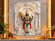 Divine Tirupati Balaji 3D Marble Effect Golden Temple Photo Frame – Pooja Room Premium Canvas & Acrylic Wall Decor Frame
