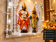 भगवान विठ्ठल आणि देवी रुक्मिणी: दिव्य दर्शन पंढरपूर परिवार हेरिटेज वॉल आर्ट – लक्झरी कॅनव्हास | ग्लॉसी ॲक्रेलिक फ्रेम