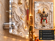 Divine Tirupati Balaji 3D Marble Effect Golden Temple Photo Frame – Pooja Room Premium Canvas & Acrylic Wall Decor Frame