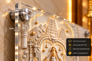 Divine Tirupati Balaji White Marble 3D Effect Temple Photo Frame – Pooja Room Premium Canvas & Acrylic Wall Decor Frame