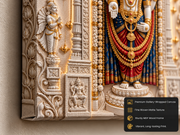 Divine Tirupati Balaji White Marble 3D Effect Temple Photo Frame – Pooja Room Premium Canvas & Acrylic Wall Decor Frame