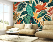 Vibrant Tropical Jungle Leaves Colorful Palm Trees and Exotic Flora Botanical Premium Wallpaper
