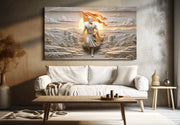Sahyadri Gad-Killa with Bhagwa Dhwaj and Rising Suryodaya: Chhatrapati Shivaji Maharaj Stepping Forward – Premium Canvas Wall Art