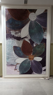 Decorative floral wall art in a modern interior setting