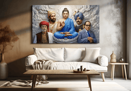 Lord Gautam Buddha with Chhatrapati Shivaji Maharaj and Dr. Babasaheb Ambedkar Premium Canvas Wall Art