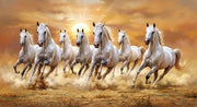 Seven Running Horses: Success and Prosperity Heritage Portrait – Premium Canvas Wall Art