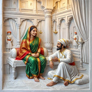 Chhatrapati Shivaji Maharaj: Royal Splendor & Maratha Grace Heritage Portrait – 3D Gold Foil Premium Canvas Wall Frame