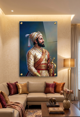 Royal Regal Presence Heritage Portrait | Chhatrapati Shivaji Maharaj – Premium Acrylic Wall Art