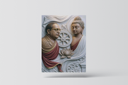 Dr. Babasaheb Ambedkar & Lord Gautam Buddha Canvas | Dhamma Chakra Spiritual Frame