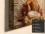 Chhatrapati Shivaji Maharaj: Royal Darbar Simhasan Canvas Painting for Living Room – Premium Canvas Gold Foil
