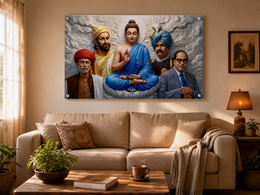 The Pillars of Equality & Enlightenment | Lord Buddha, Chhatrapati Shivaji Maharaj, Dr. Babasaheb Ambedkar, Mahatma Phule & Shahu Maharaj – Premium Acrylic Wall Art