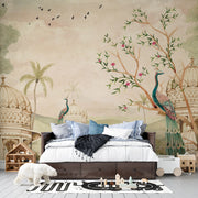 Puratan Mahal Mora and Sundar Phool Heritage: Royal Peacock Indian Heritage Premium Wallpaper
