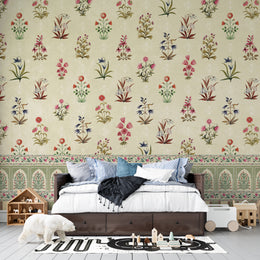 Vintage Mughal Buti and Mehrab Border Heritage: Traditional Botanical Indian Heritage Premium Wallpaper