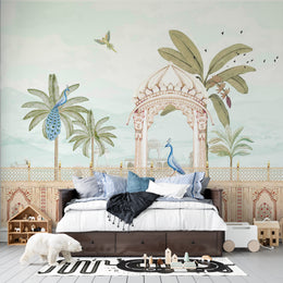 Puratan Mahal Mora and Mandapam Oasis Heritage: Traditional Palace View Indian Heritage Premium Wallpaper