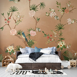 Vintage Terracotta Bagicha and Sundar Peony Heritage: Warm Earthy Botanical Indian Heritage Premium Wallpaper