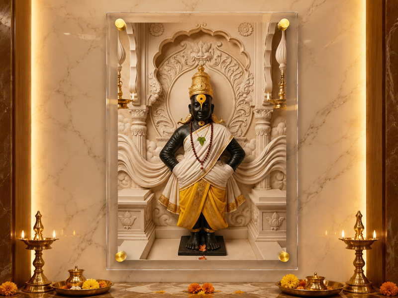 Pandharinath Vithu Mauli: Pitambar Swaroop & 3D Sangmarmari Prabhavali – Premium Acrylic Art
