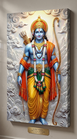 Lord Rama: Celestial Bowman and Divine Grace Heritage Portrait – Premium Canvas Wall Art